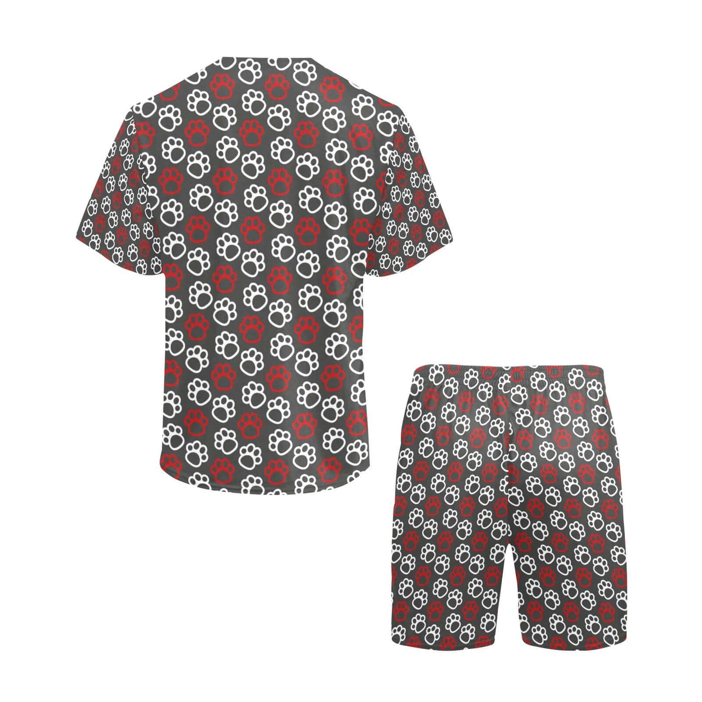 Paw Prints Red + White Short Pajama Set