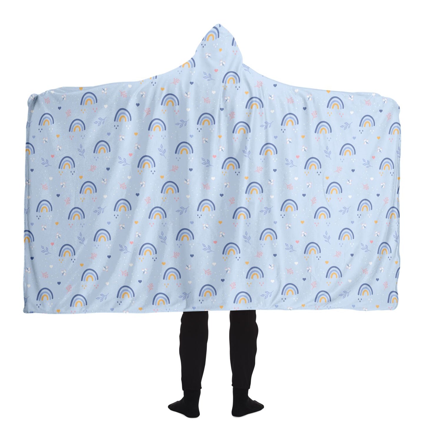 Blue Rainbow Hooded Blanket