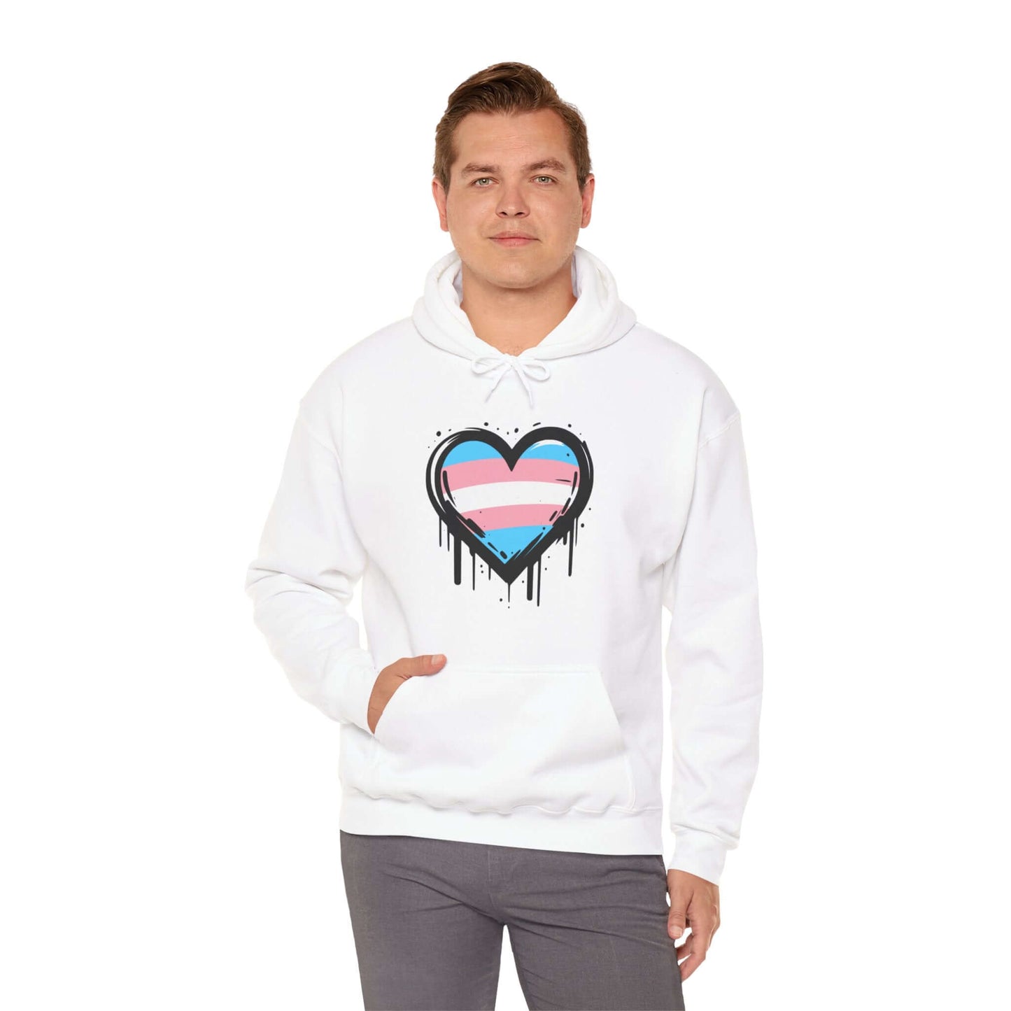 Trans Pride Heart on Drip Hoodie