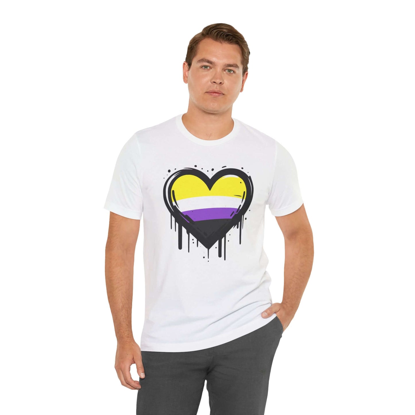 Nonbinary Pride - Heart on Drip Tee