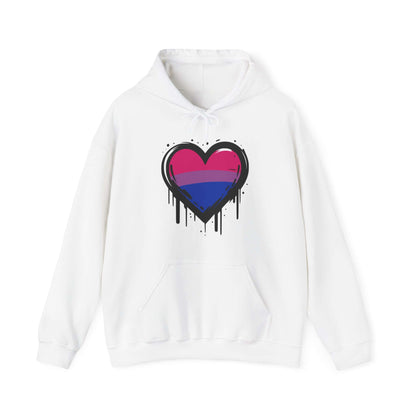 Bi Pride Heart on Drip Hoodie