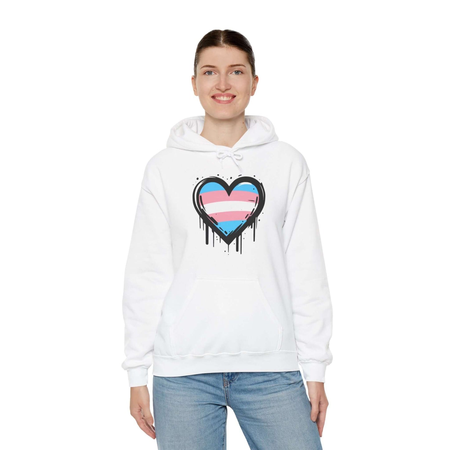 Trans Pride Heart on Drip Hoodie