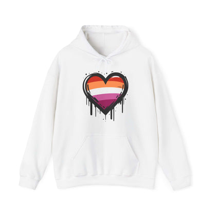 Lesbian Pride Heart on Drip Hoodie