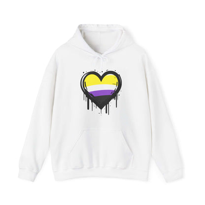 Nonbinary Pride Heart on Drip Hoodie