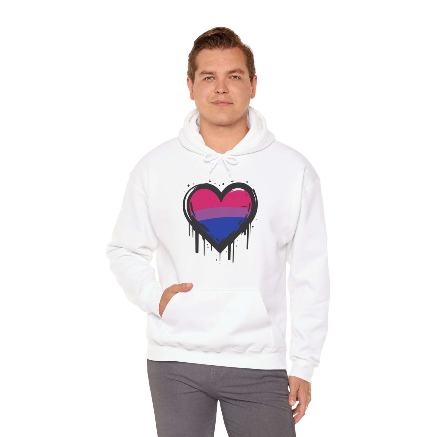 Bi Pride Heart on Drip Hoodie