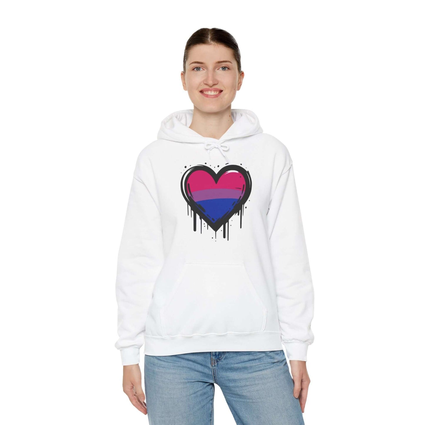 Bi Pride Heart on Drip Hoodie