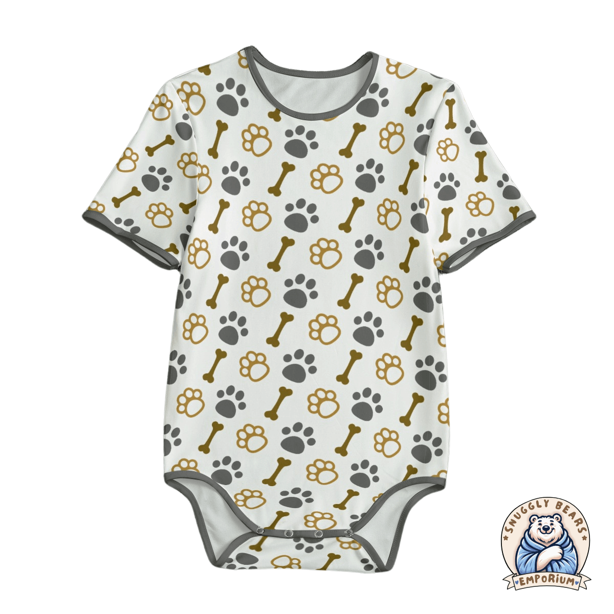 Paws and Bones Mustard Onesie