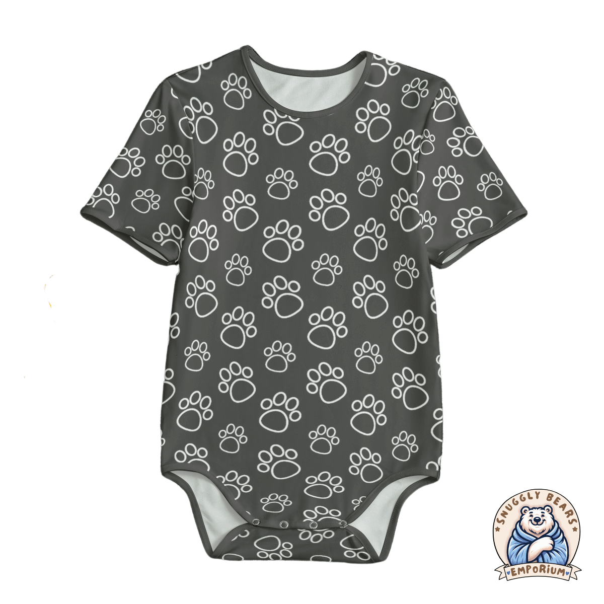 Paw Prints White + Slate Onesie