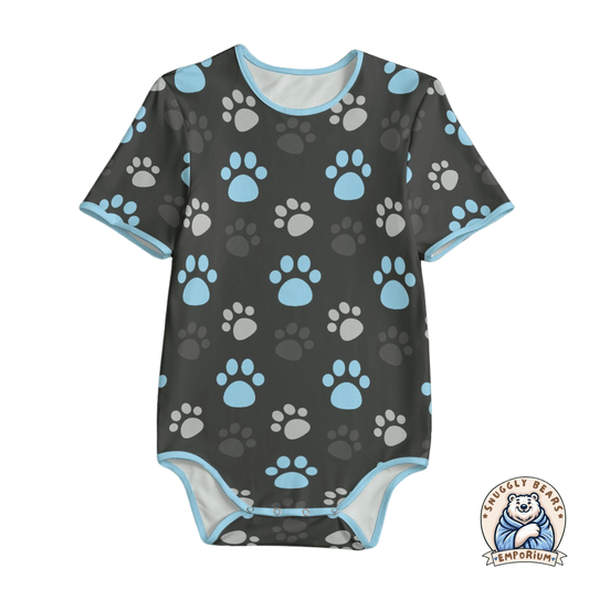 Paw Prints Blue + Grey Onesie