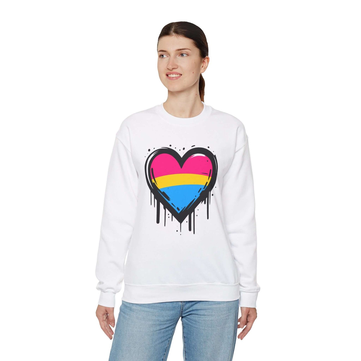 Pansexual Pride - Heart on Drip Sweatshirt