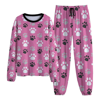 Paw Prints Pink Fleece Pajamas