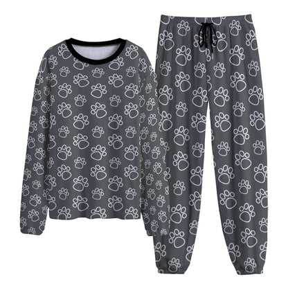 Paw Prints White + Slate Fleece Pajamas