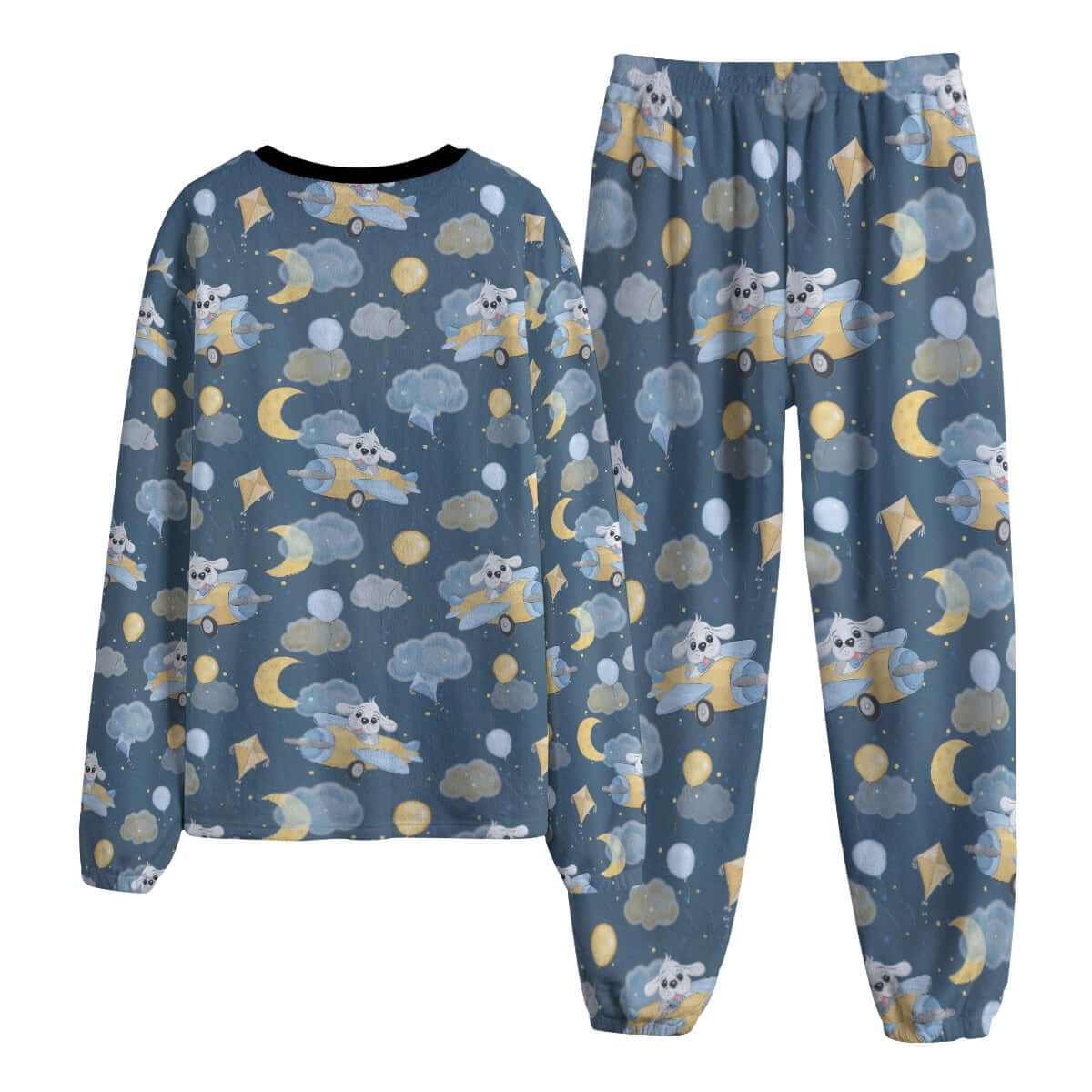 Cute Puppy Pilot Nightime Fleece Pajamas