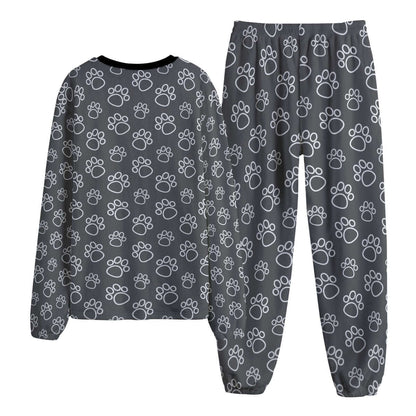 Paw Prints White + Slate Fleece Pajamas