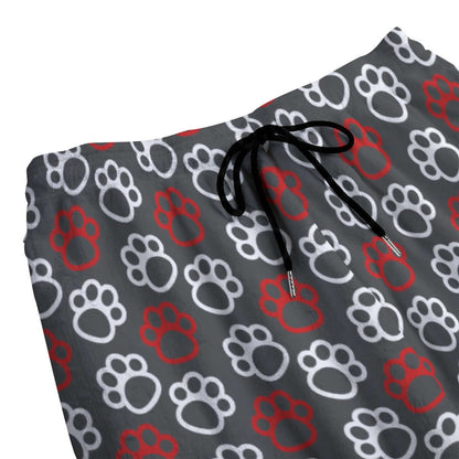 Paw Prints Red + White Fleece Pajamas