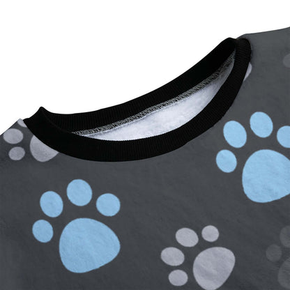 Paw Prints Blue + Grey Fleece Pajamas