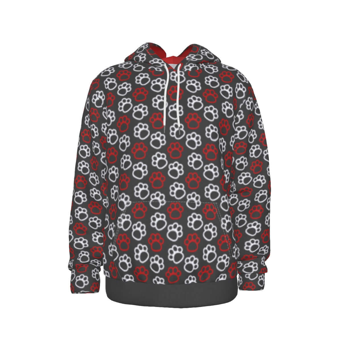 Paw Prints Red+White Hoodie