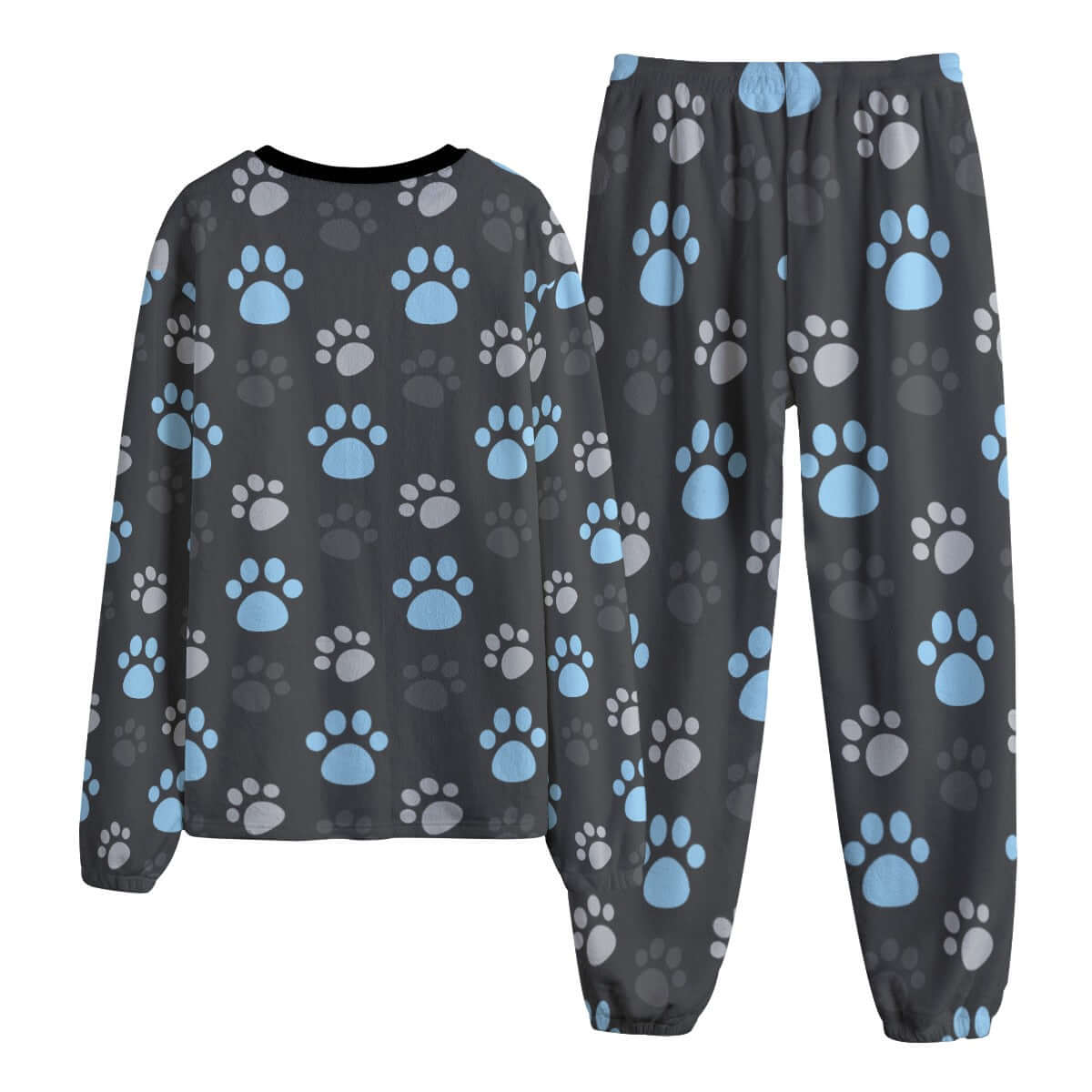 Paw Prints Blue + Grey Fleece Pajamas