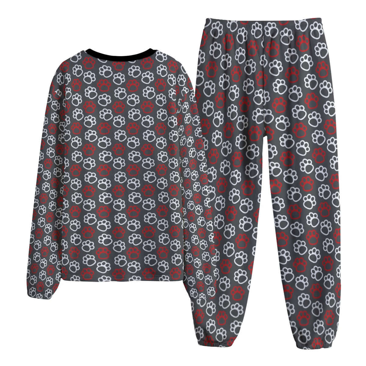 Paw Prints Red + White Fleece Pajamas