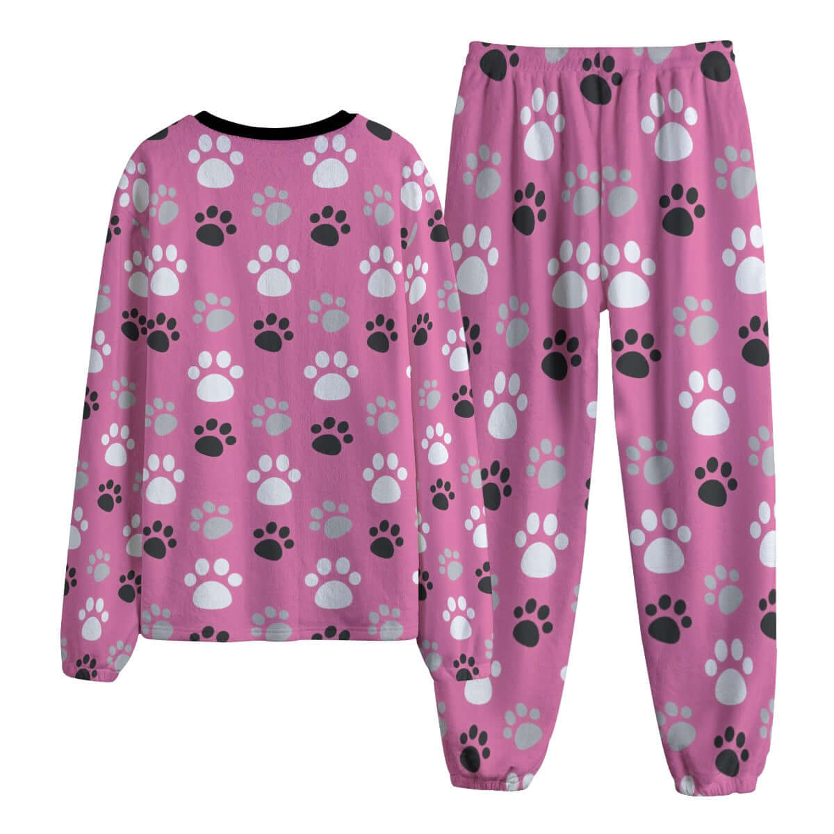 Paw Prints Pink Fleece Pajamas