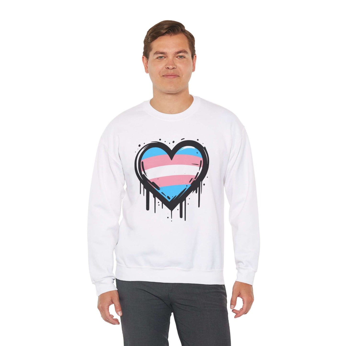 Trans Pride - Heart on Drip Sweatshirt