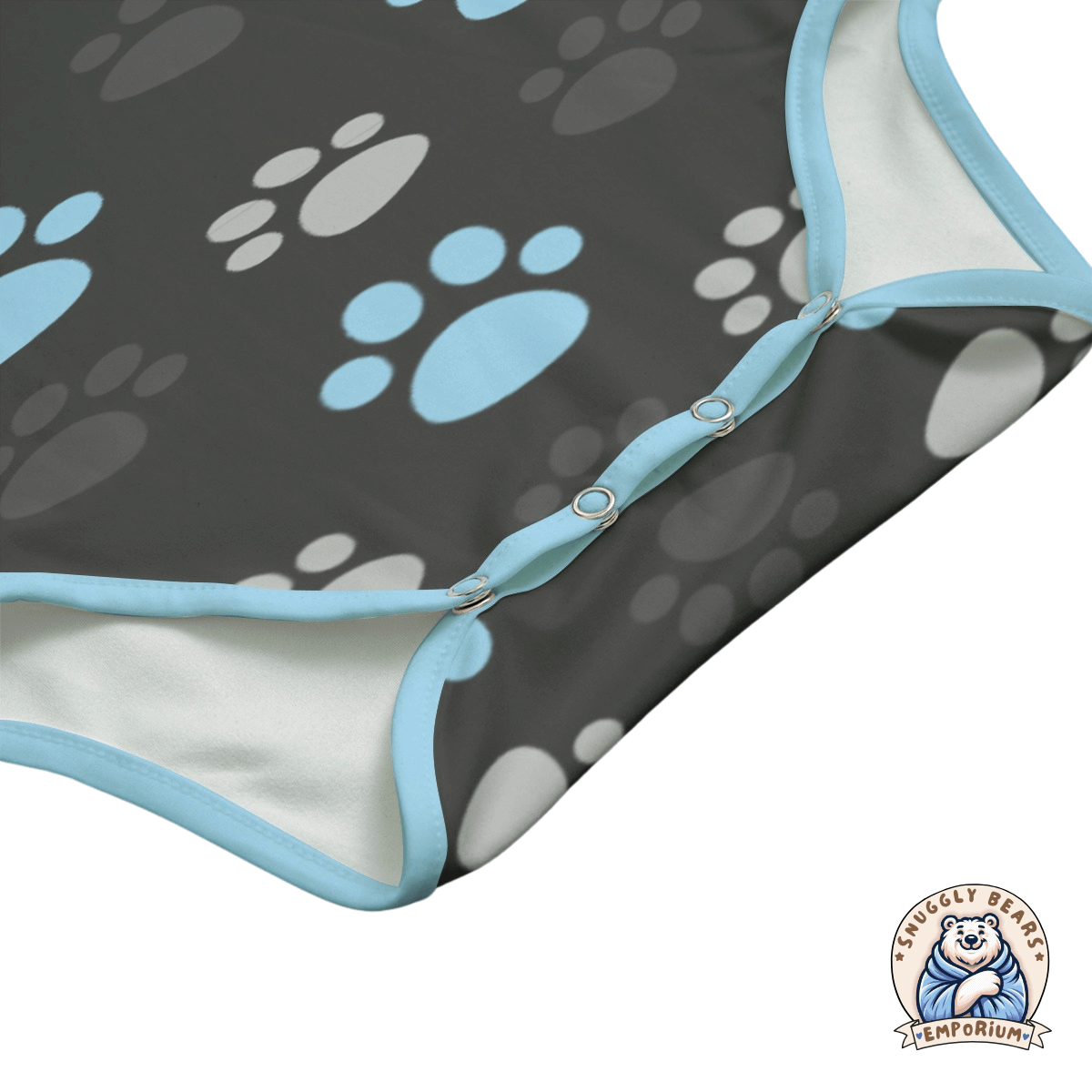 Paw Prints Blue + Grey Onesie