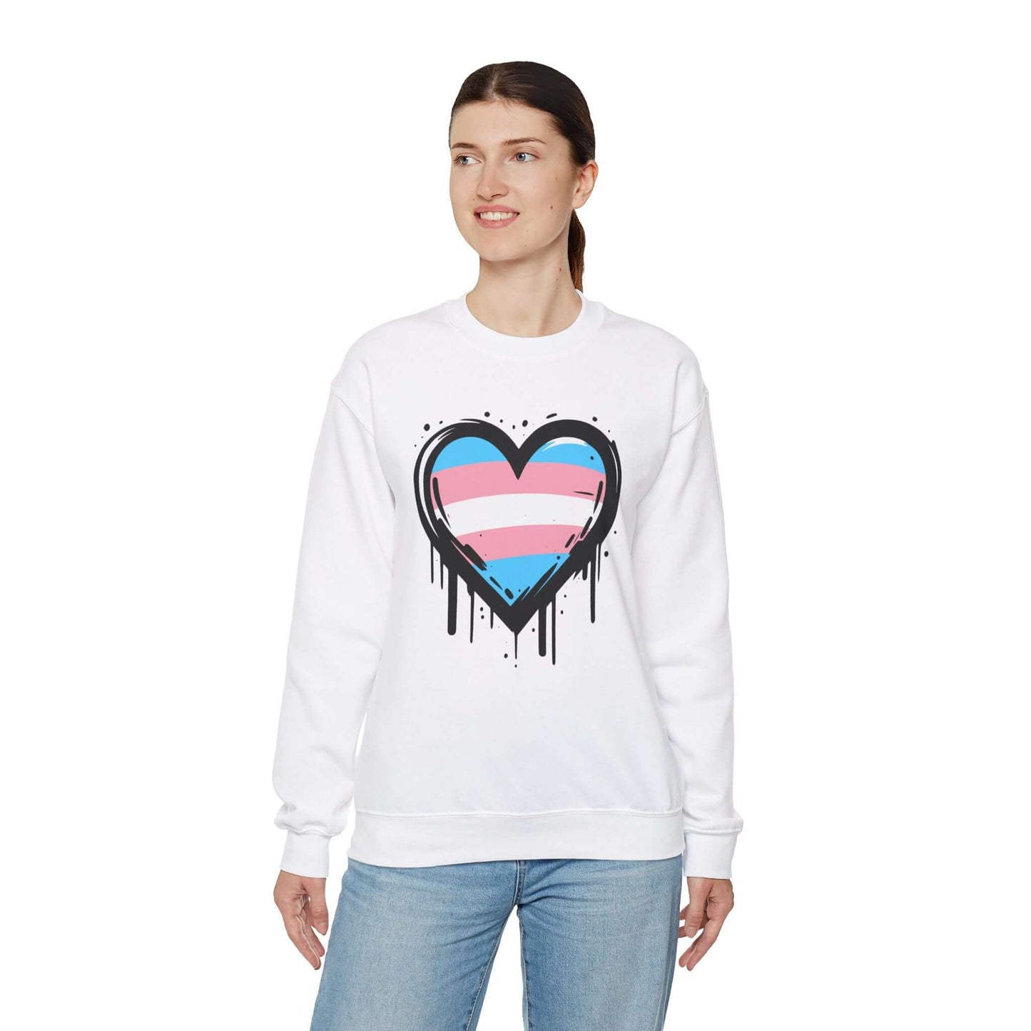 Trans Pride - Heart on Drip Sweatshirt