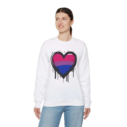 Bi Pride - Heart on Drip Sweatshirt