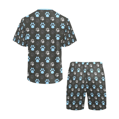 Paw Prints Blue + Grey Short Pajama Set