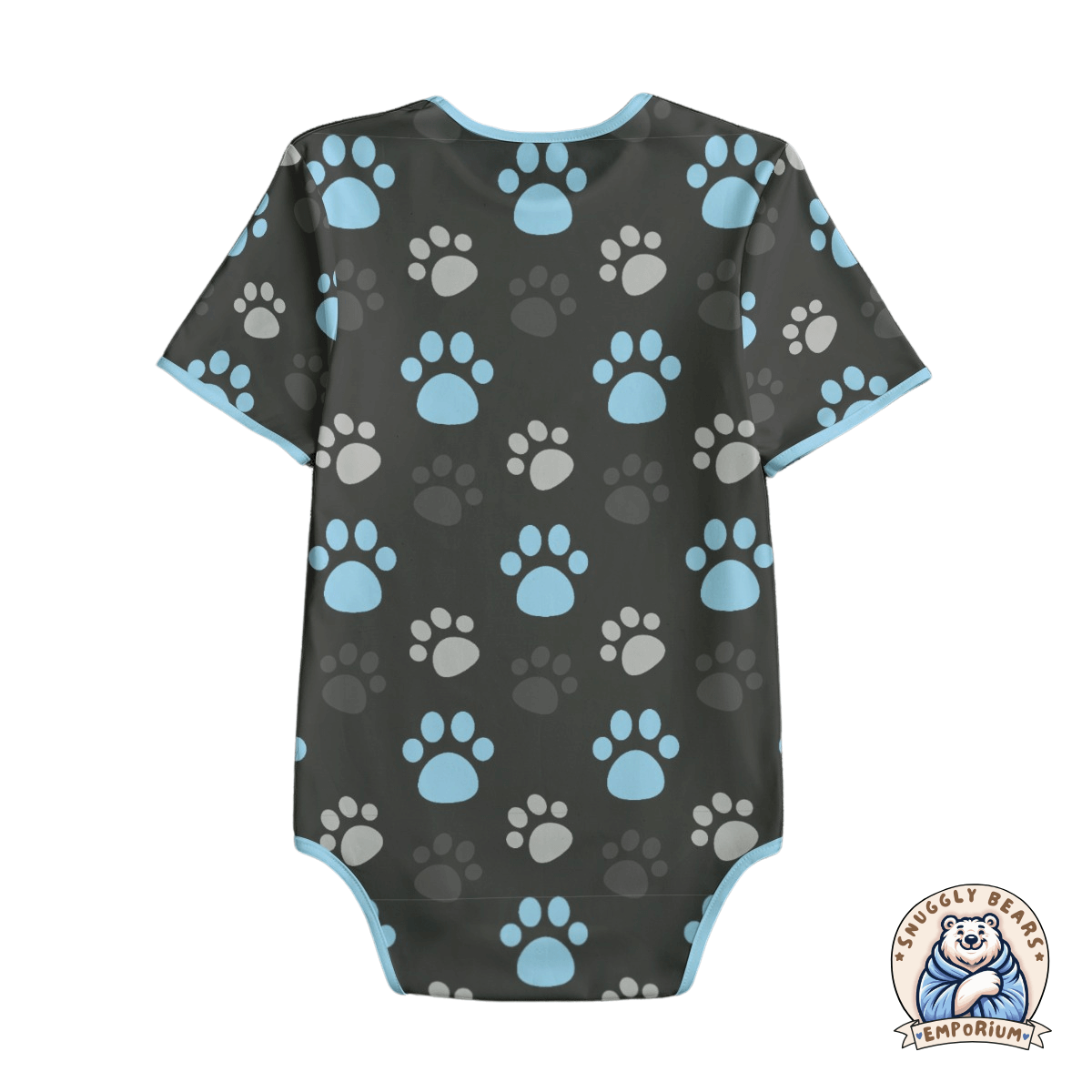 Paw Prints Blue + Grey Onesie