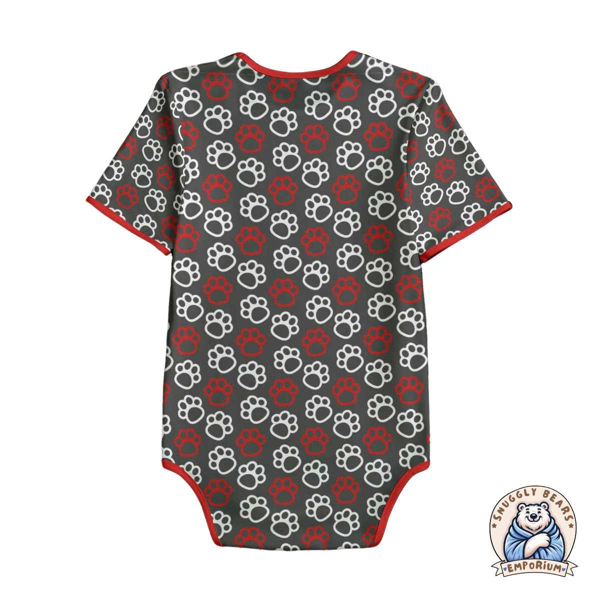 Paw Prints Red + White Onesie