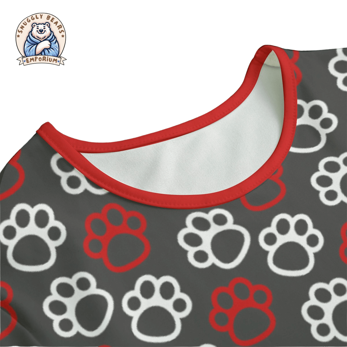 Paw Prints Red + White Onesie