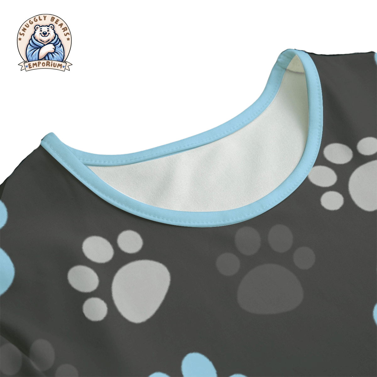 Paw Prints Blue + Grey Onesie