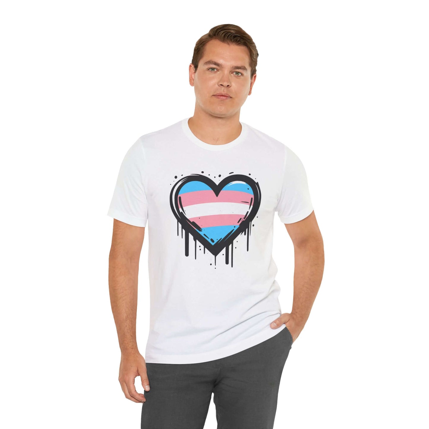 Trans Pride - Heart on Drip Tee