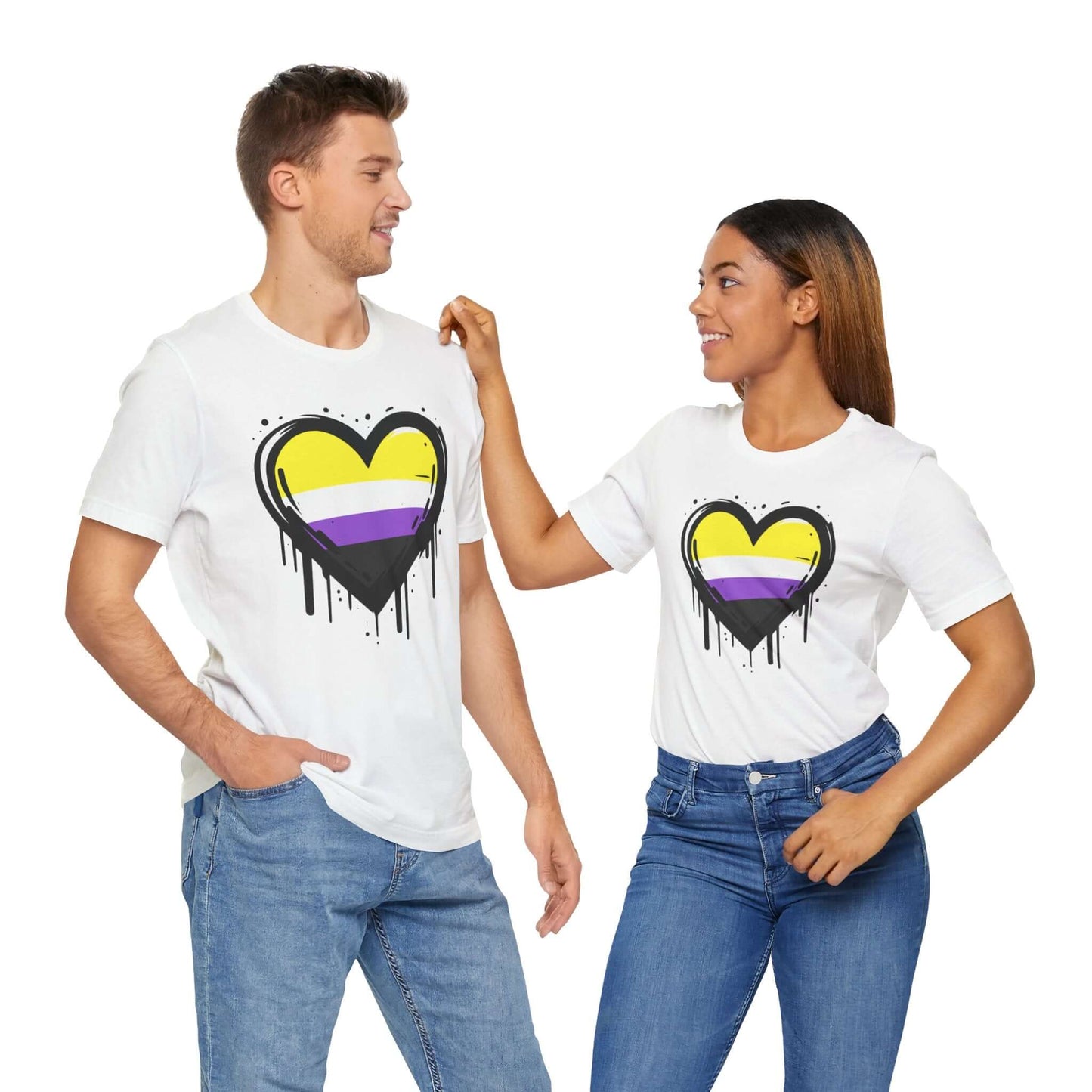 Nonbinary Pride - Heart on Drip Tee