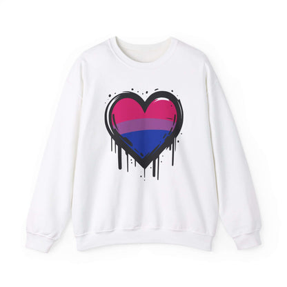 Bi Pride - Heart on Drip Sweatshirt