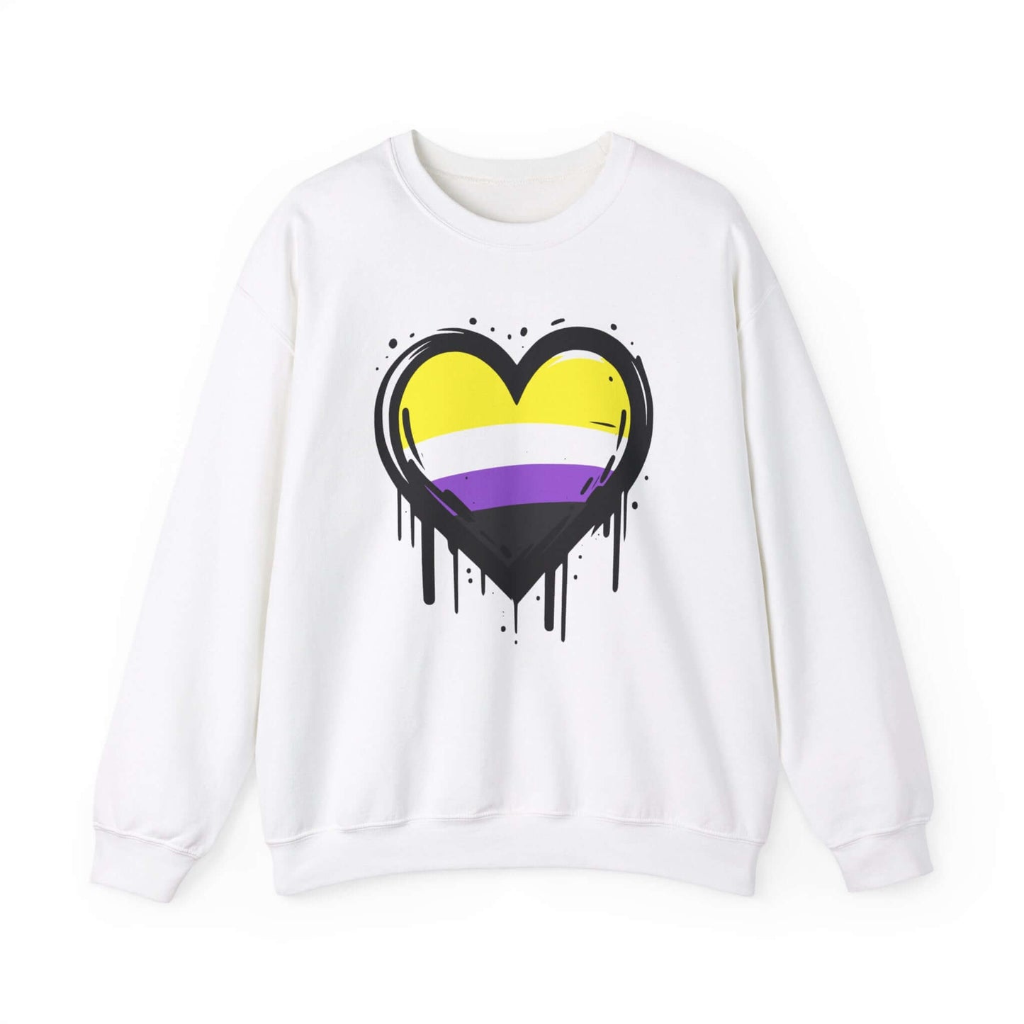 Nonbinary Pride - Heart on Drip Sweatshirt