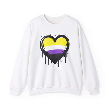 Nonbinary Pride - Heart on Drip Sweatshirt