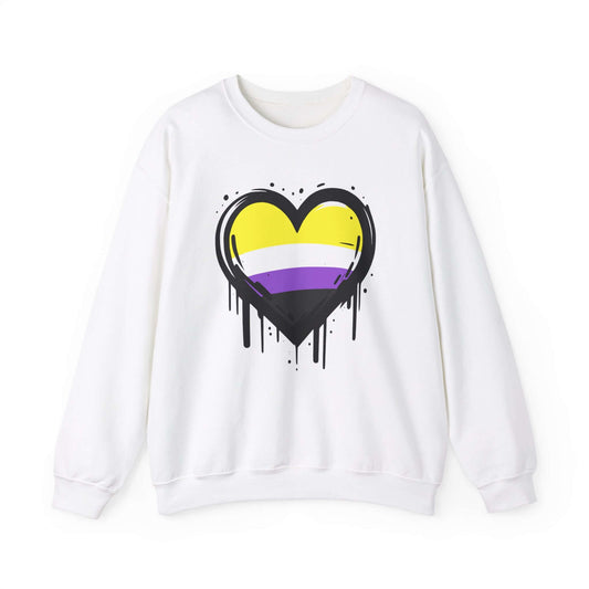 Nonbinary Pride - Heart on Drip Sweatshirt