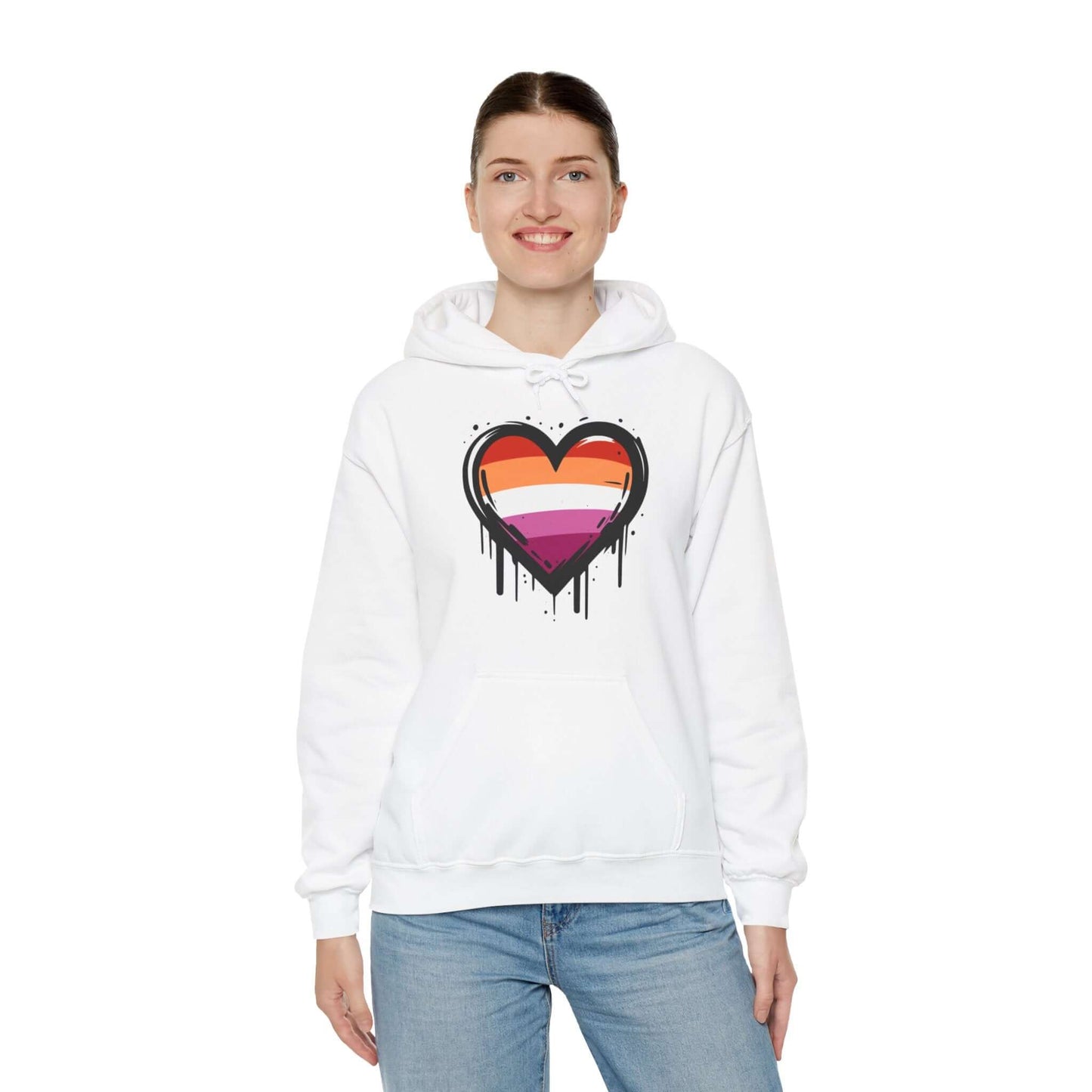 Lesbian Pride Heart on Drip Hoodie