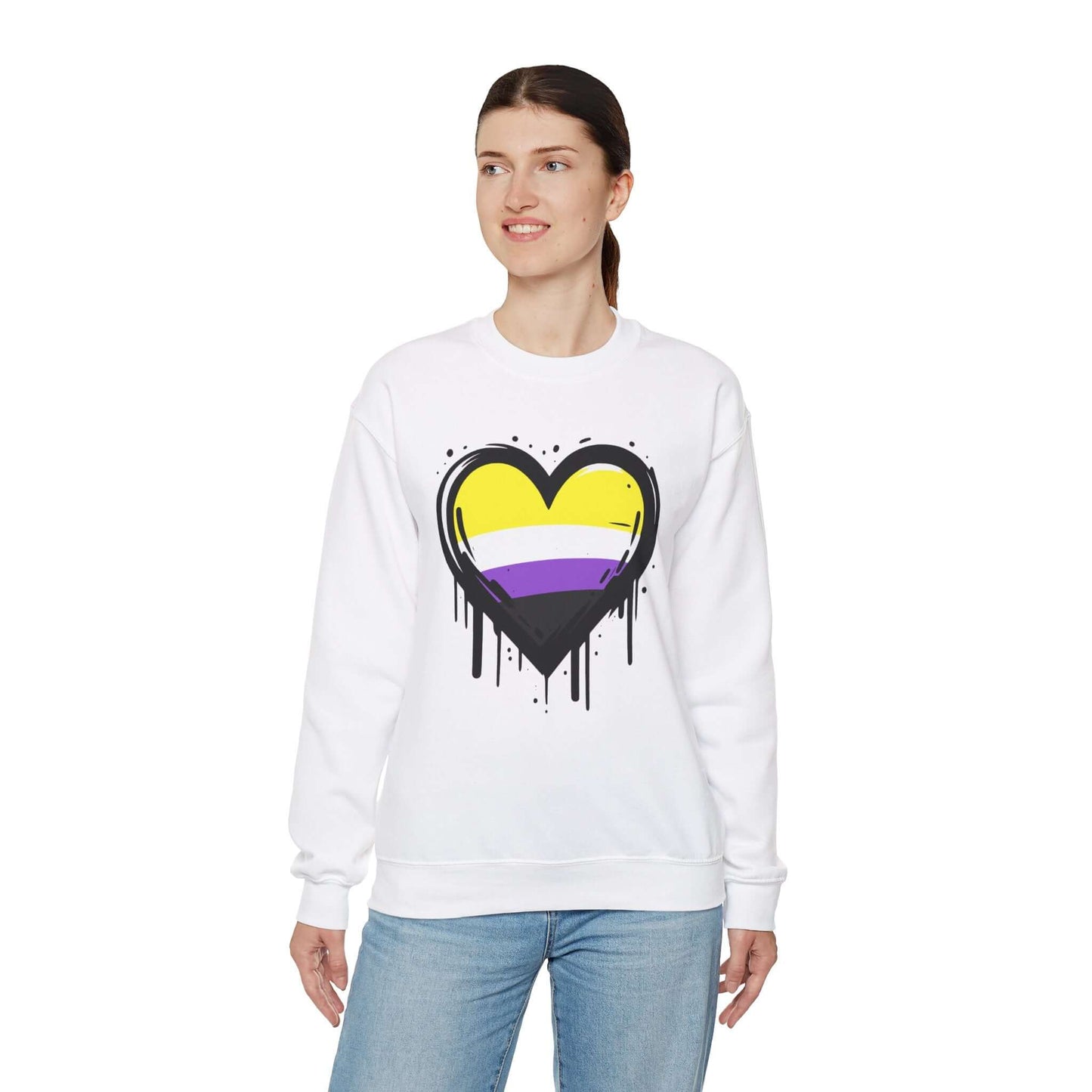 Nonbinary Pride - Heart on Drip Sweatshirt