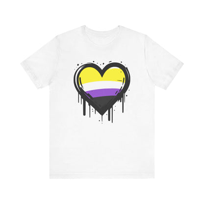 Nonbinary Pride - Heart on Drip Tee