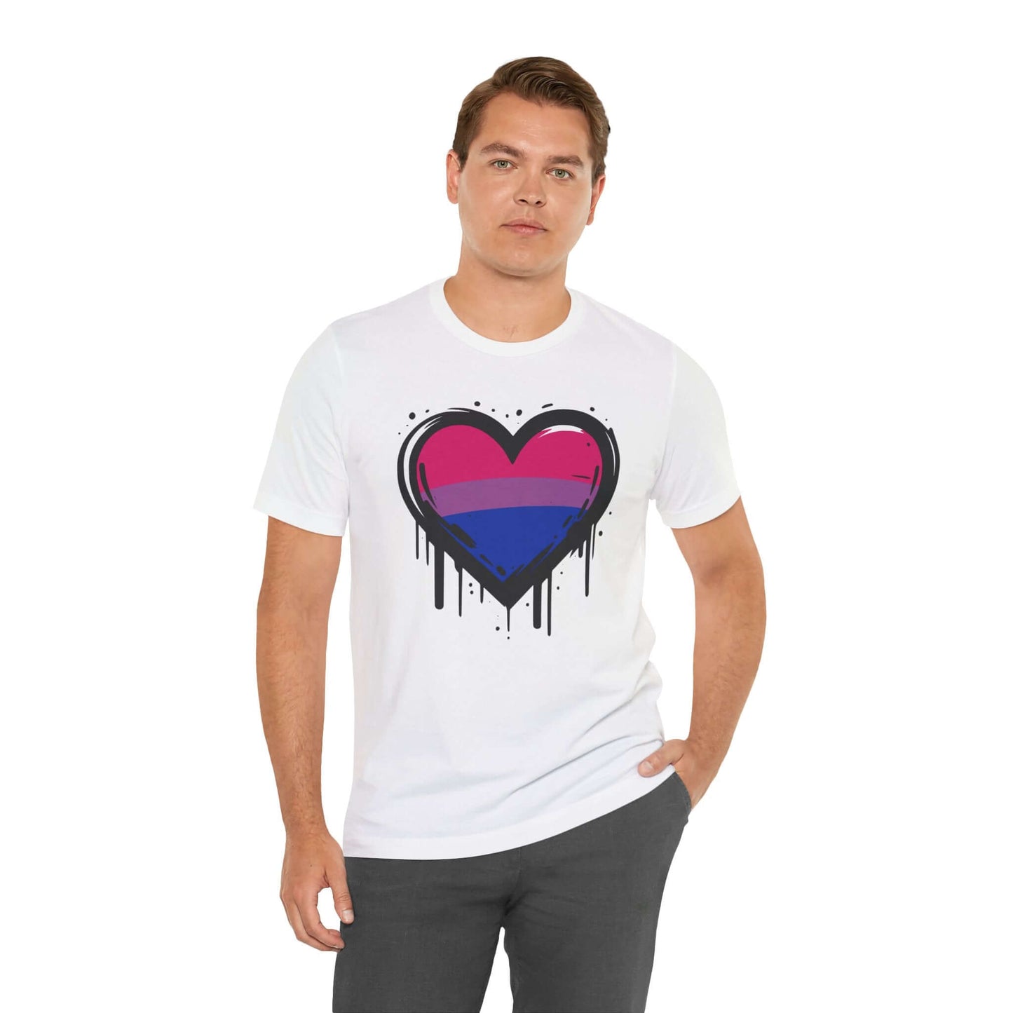 Bi Pride - Heart on Drip Tee