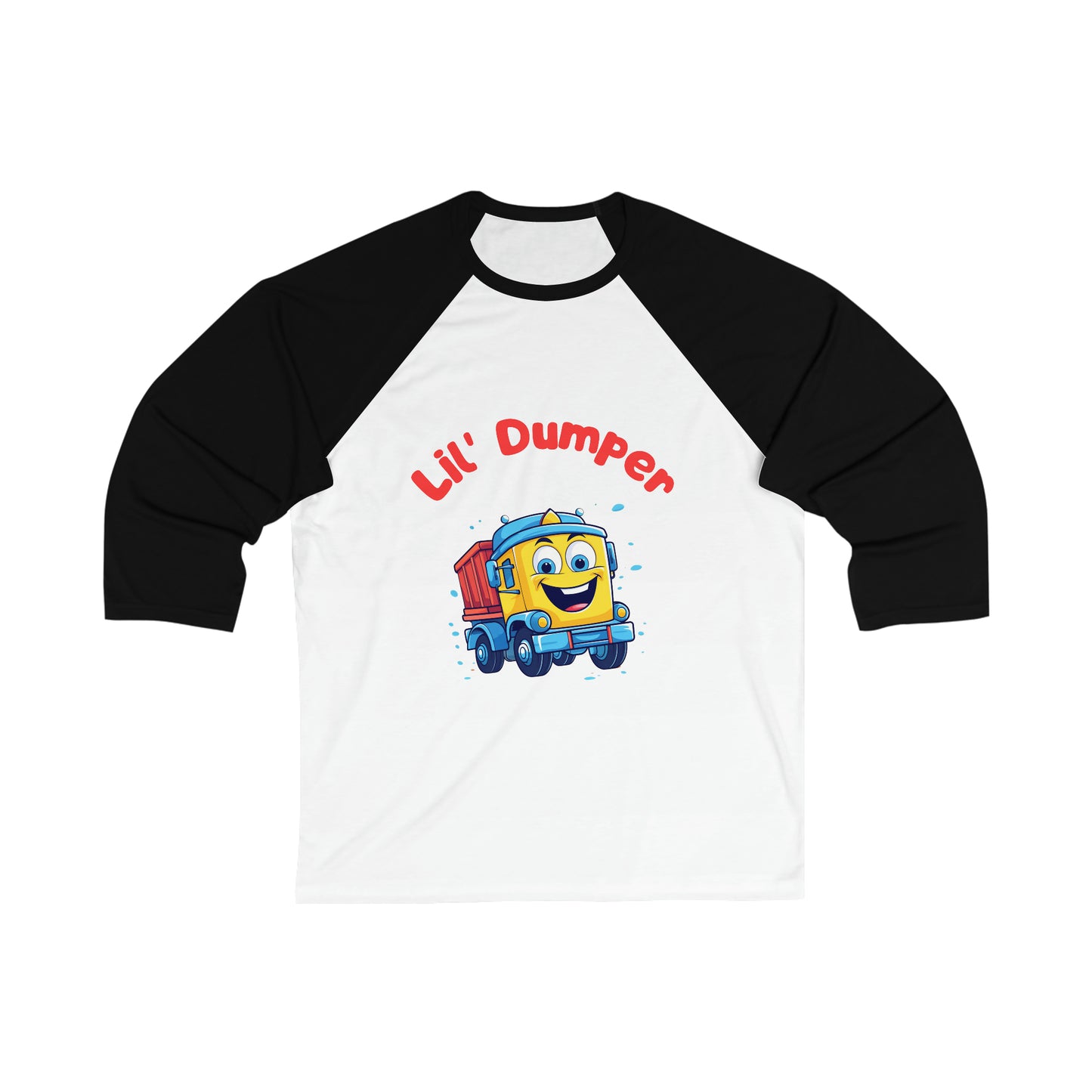 Cheeky Lil' Dumper Cartoon Truck 3\4 Sleeve Baseball Tee