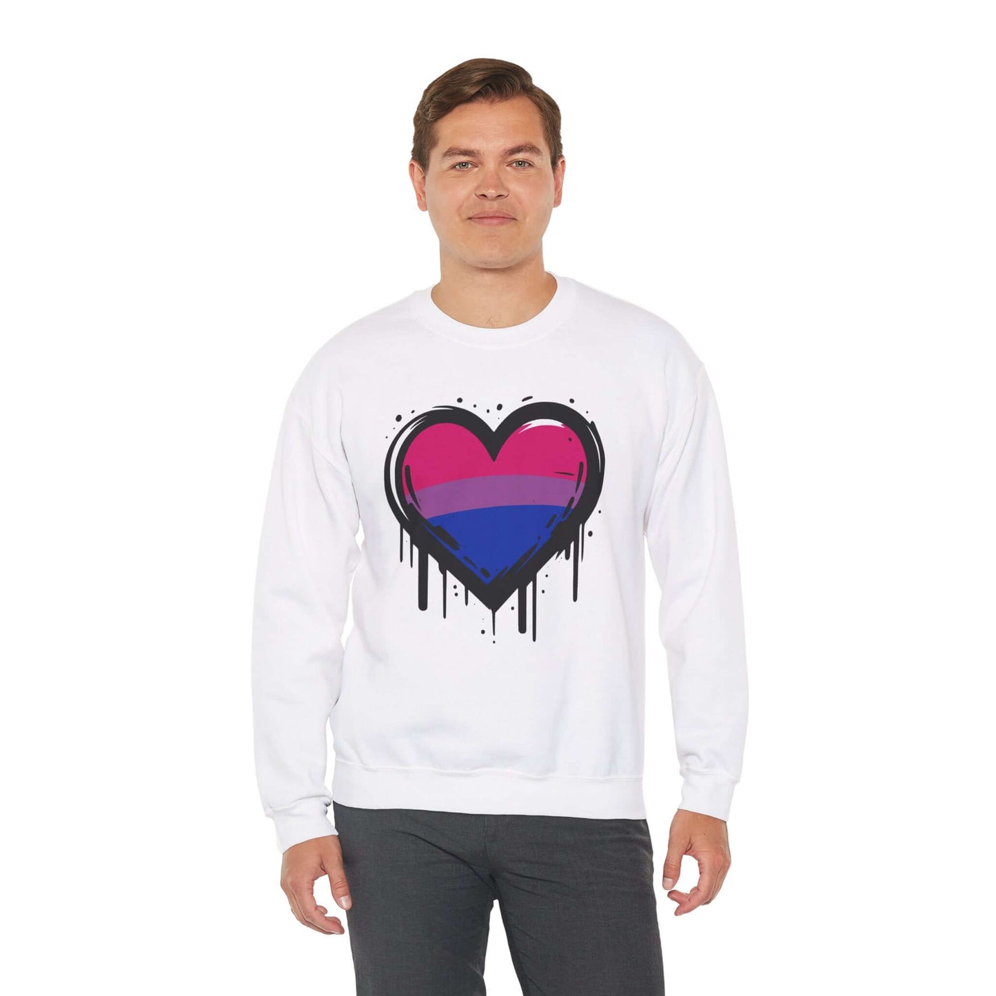 Bi Pride - Heart on Drip Sweatshirt