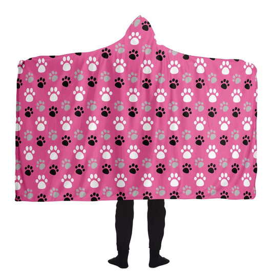 PInk Paw Prints Hooded Blanket