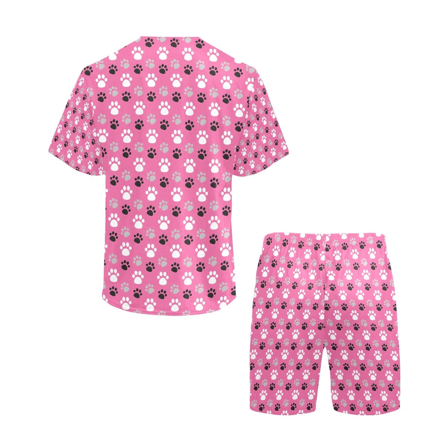 Paw Prints Pink Short Pajama Set