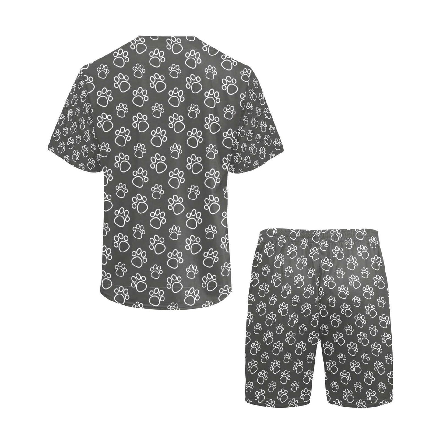 Paw Prints White + Slate Short Pajama Set