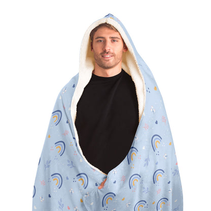 Blue Rainbow Hooded Blanket